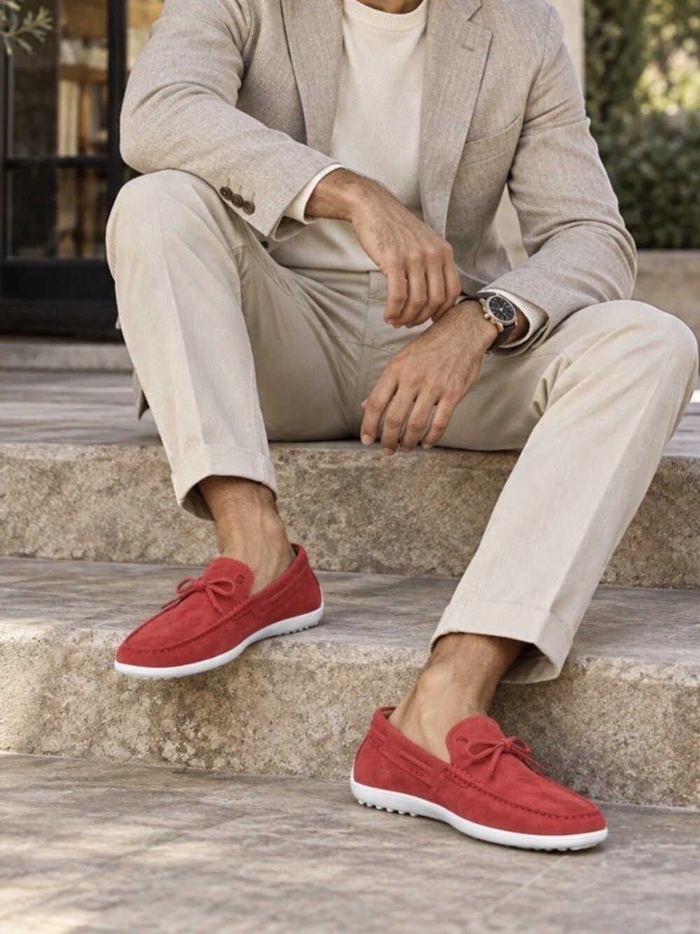 Authentic Tod’s Red Suede Driving Loafers Men’s Size 10